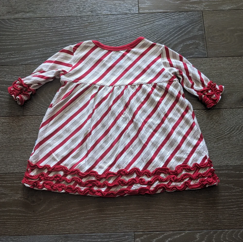 Kickee Pants Babydoll Outfit Set Rose Gold Candy Cane Stripe Size 18-24 Months